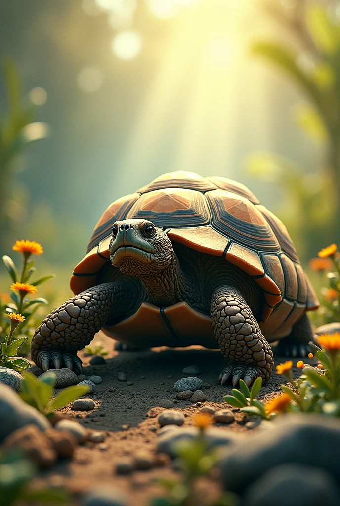 Cards with the characteristics of wild animals, Tortoise. day.