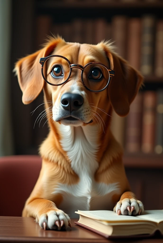 A dog that wears glasses and talks