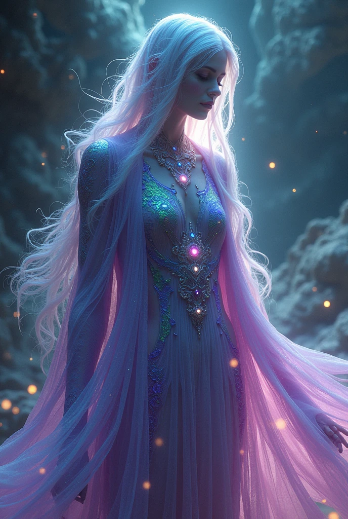 An anime woman spiritual being from the purple universe