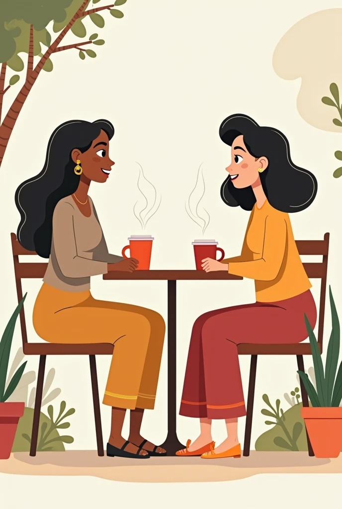 Cartoon of 2 women chatting with respect and appreciation for each other's privacy and rights