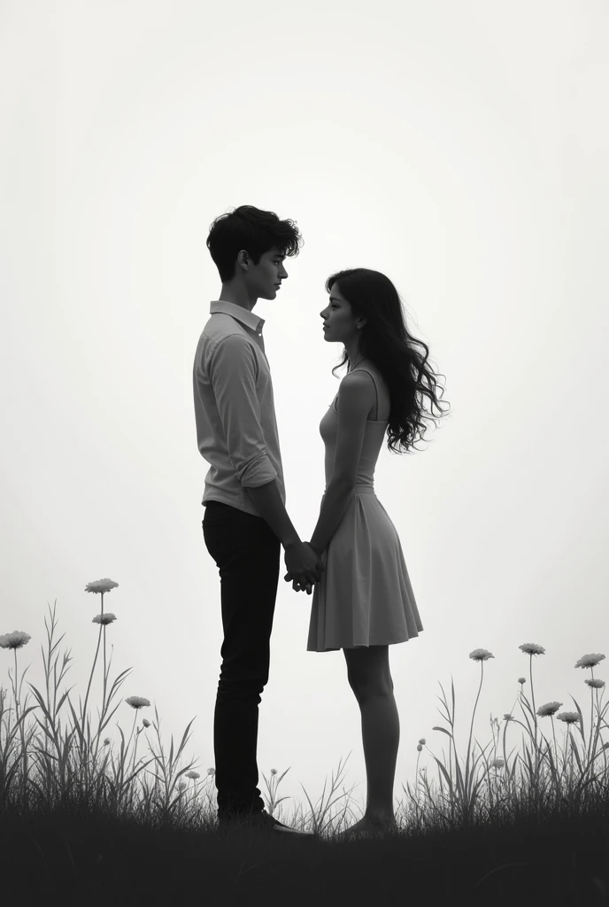 Lovers、Walking hand in hand、Monochrome