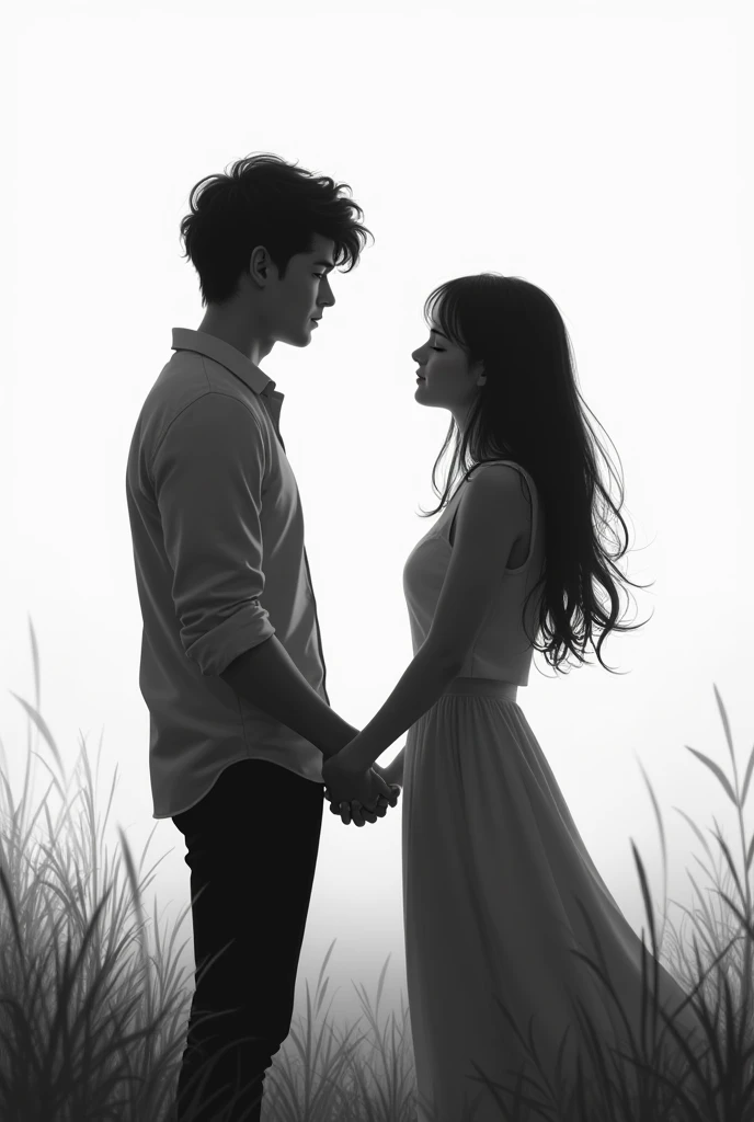 Lovers、Walking hand in hand、Monochrome