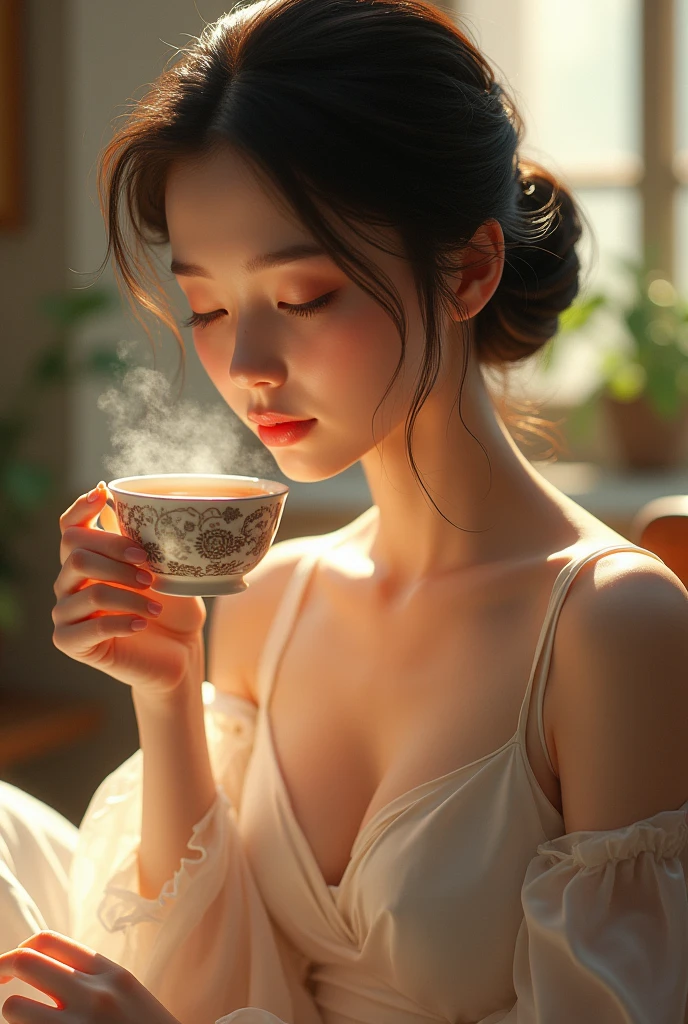 Woman drinking tea