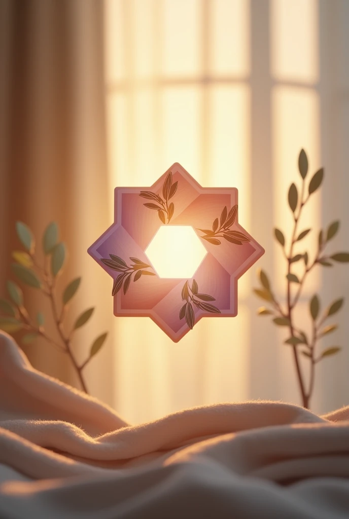 Corporate logo, add name: Equilibrium Constant Counselling, soft lighting, two hexagons, cozy, intricate details, warm pastel colors, olive branches