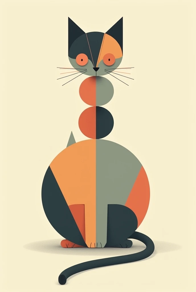 There are some circular and triangular shapes. Combine these shapes into a cat,In addition to the two shapes provided,Do not use other lines