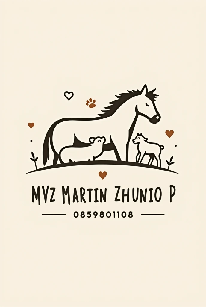 Veterinary logo ( cow, horse, Pig, sheep); written “MVZ MARTIN ZHUNIO P.”; written the number “0959801108”
