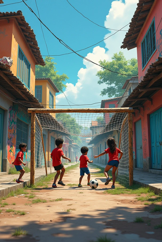Square goal on the street of the favela