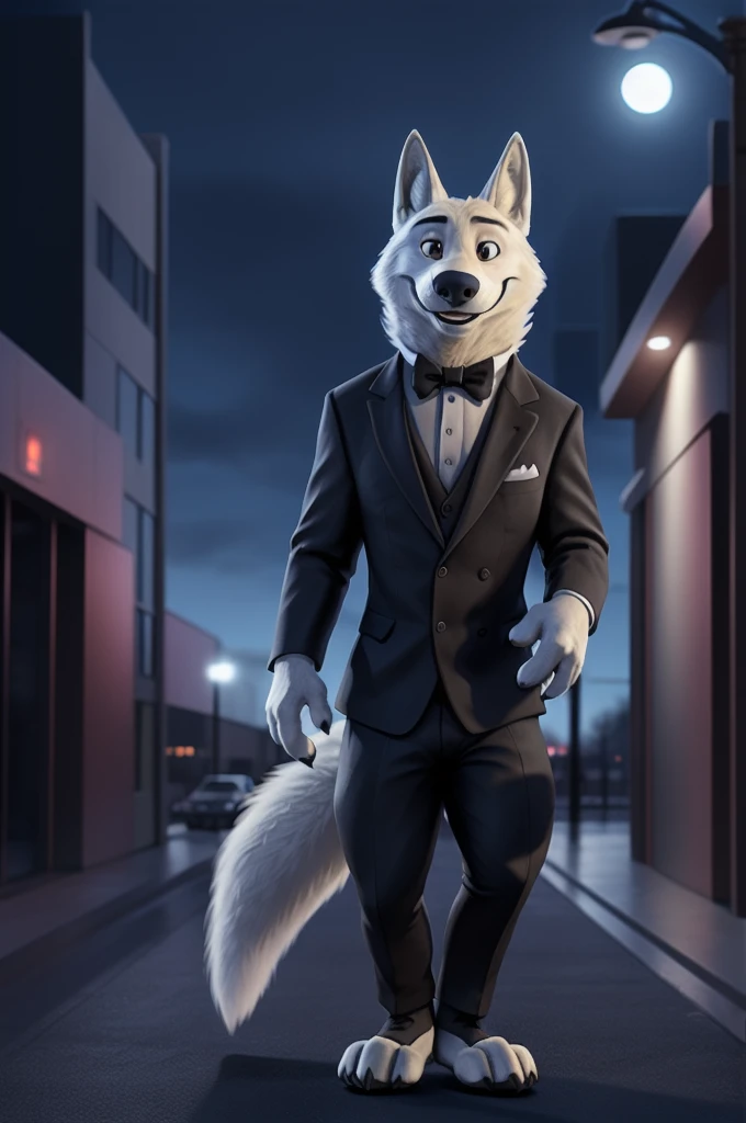 Gary \(Zootopia\), (white body:1.4), White fur, Zootopia, canine, wolf, deTailed fur, Male, antro, paw pads, finger claws, 5 fingers, paws, 4 toes, night, full moon, Tail, red , suit, Black bow tie, wedding,\(suit\), Brown eyes, smile, happy, I look at the viewer,
FRACTURE by bruteandbrawn, for dating, from Kenketa, (difficult, high deTail, film photography, soft focus, RAW explicit cinema,
photorealism, realistic, photorealistic, analog style, subsurface scattering,
masterpiece, Best quality, ultra realistic, 8 K)