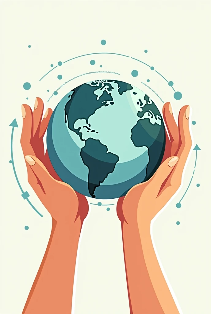 a cartoon image of a two hands of a human holding a technology globe
