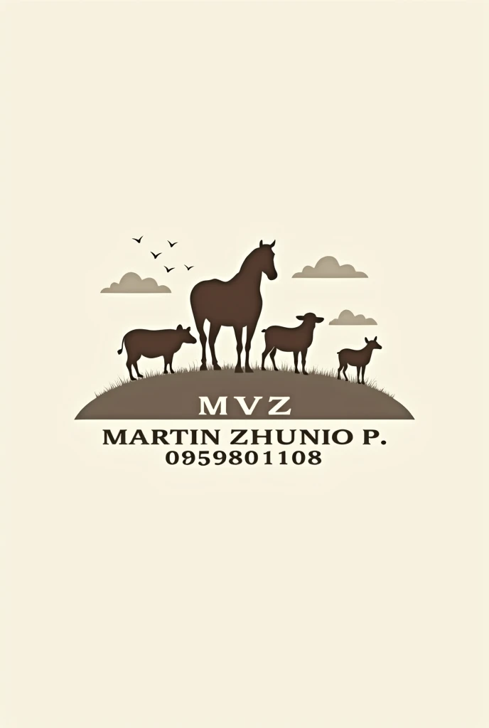 Veterinary logo ( cow, horse, Pig, sheep); written “MVZ MARTIN ZHUNIO P.”; written the number “0959801108”