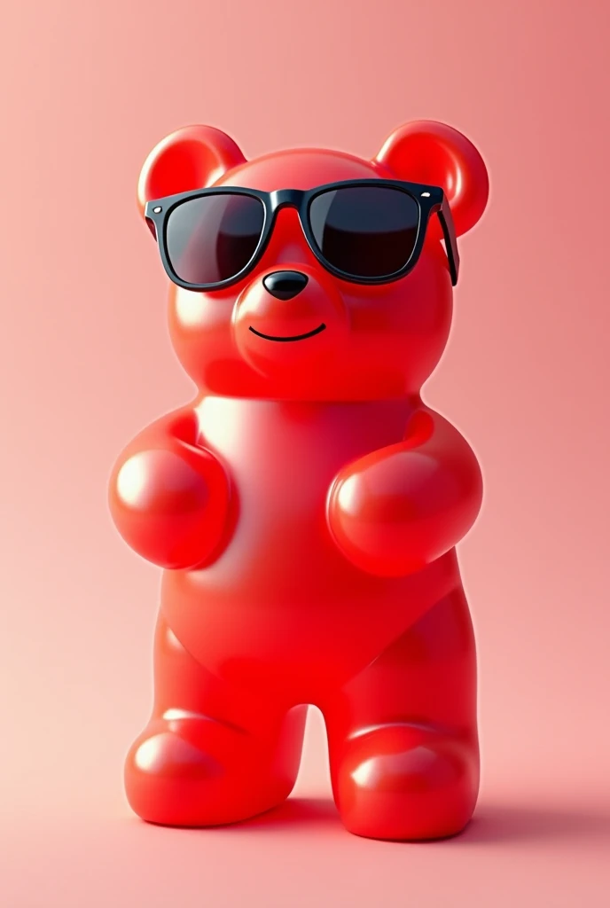 Red gummy bear with sunglasses