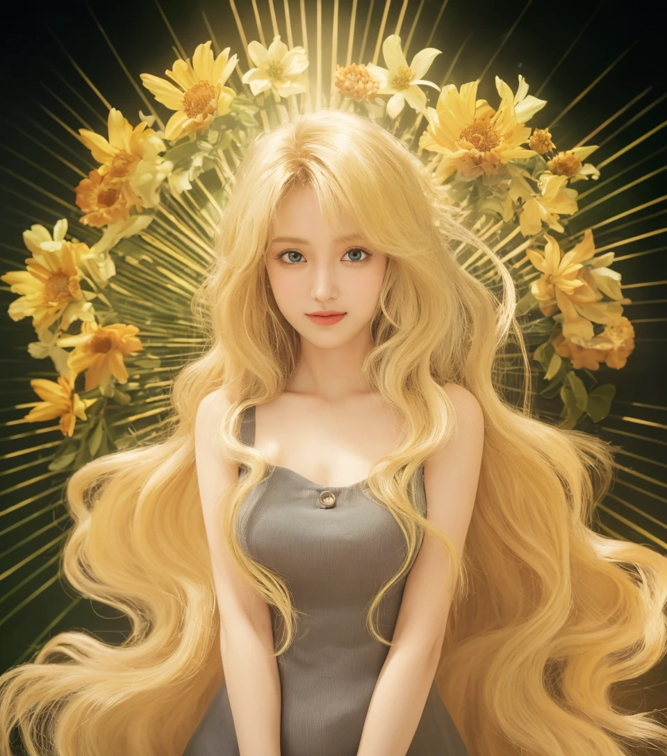 best quality, masterpiece, upper body,
(adult:1.6) hungarian woman, (smirk:0.4), arms behind head,
braided golden hair,
sparkling eyes,
victorian sundress,
 floating light particles, centered,