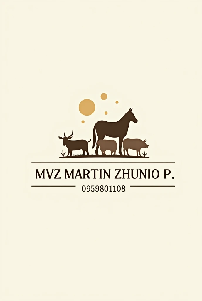 Veterinary logo ( cow, horse, Pig, sheep); written “MVZ MARTIN ZHUNIO P.”; written the number “0959801108”