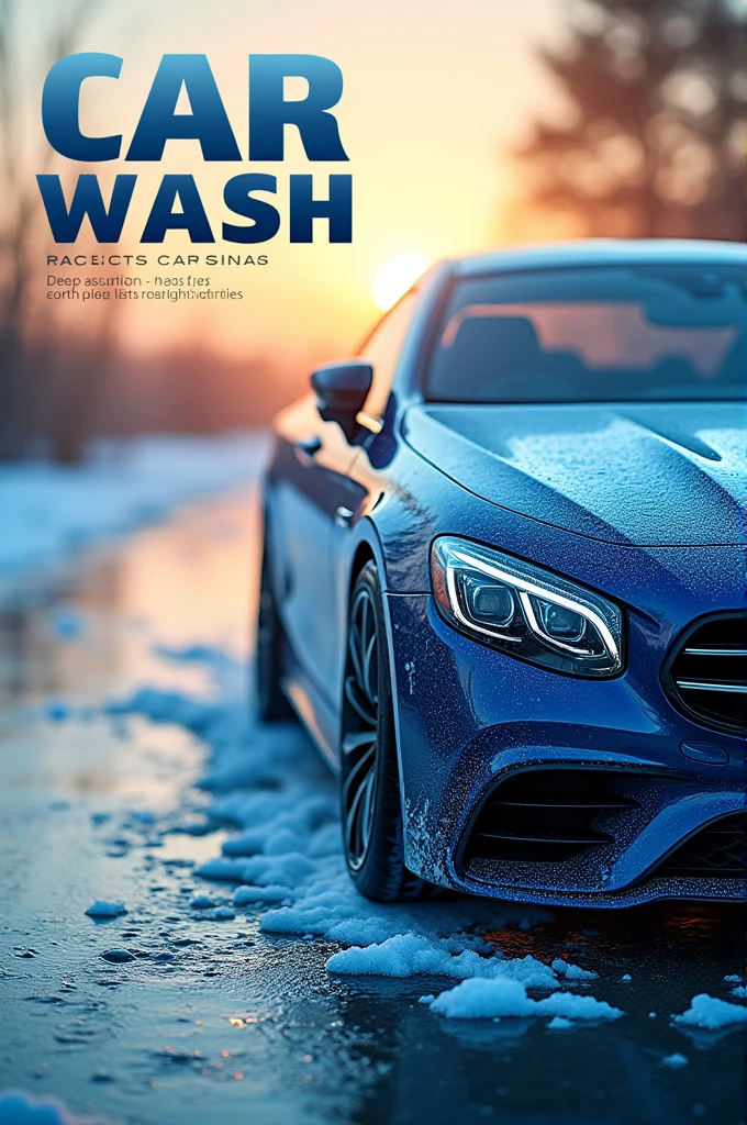 Flyer for car wash The service has: Deep aspiration, Washing with pH neutral shampoo Restoration of interior and exterior plastics