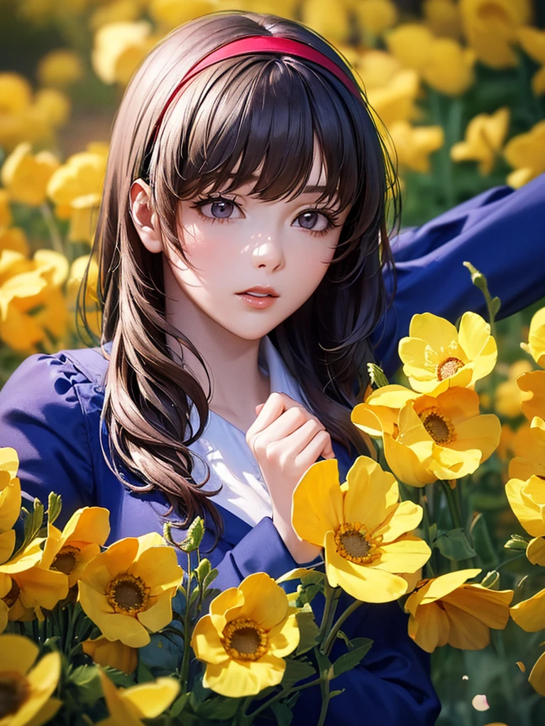 (RED Ribbon on HAIRband:1.2),Blonde HAIR,(masterpiece, best quality, highly detailed, ultra detailed, high resolution, absurdres, 4K, 8K:1.2), (official art, incredibly fine illustration, extremely detailed CG, detailed background, cinematic lighting, dynamic angle, perfect hands, detailed shiny skin, detailed hair, detailed eyes)(extremely awesome detailed pretty face,beauty face)(extremely detailed)(Three-dimensional depiction)
BREAK, ((canola flowers, cherry blossoms)){(large grounds, canola flowers, cherry blossoms in full bloom, beautiful woman wearing a one-piece dress)},8k, high resolution, absurd, employed, delicately composed, detailed, exquisitely detailed, bold composition, cinematic angles, dynamic angles, top quality, masterpiece,