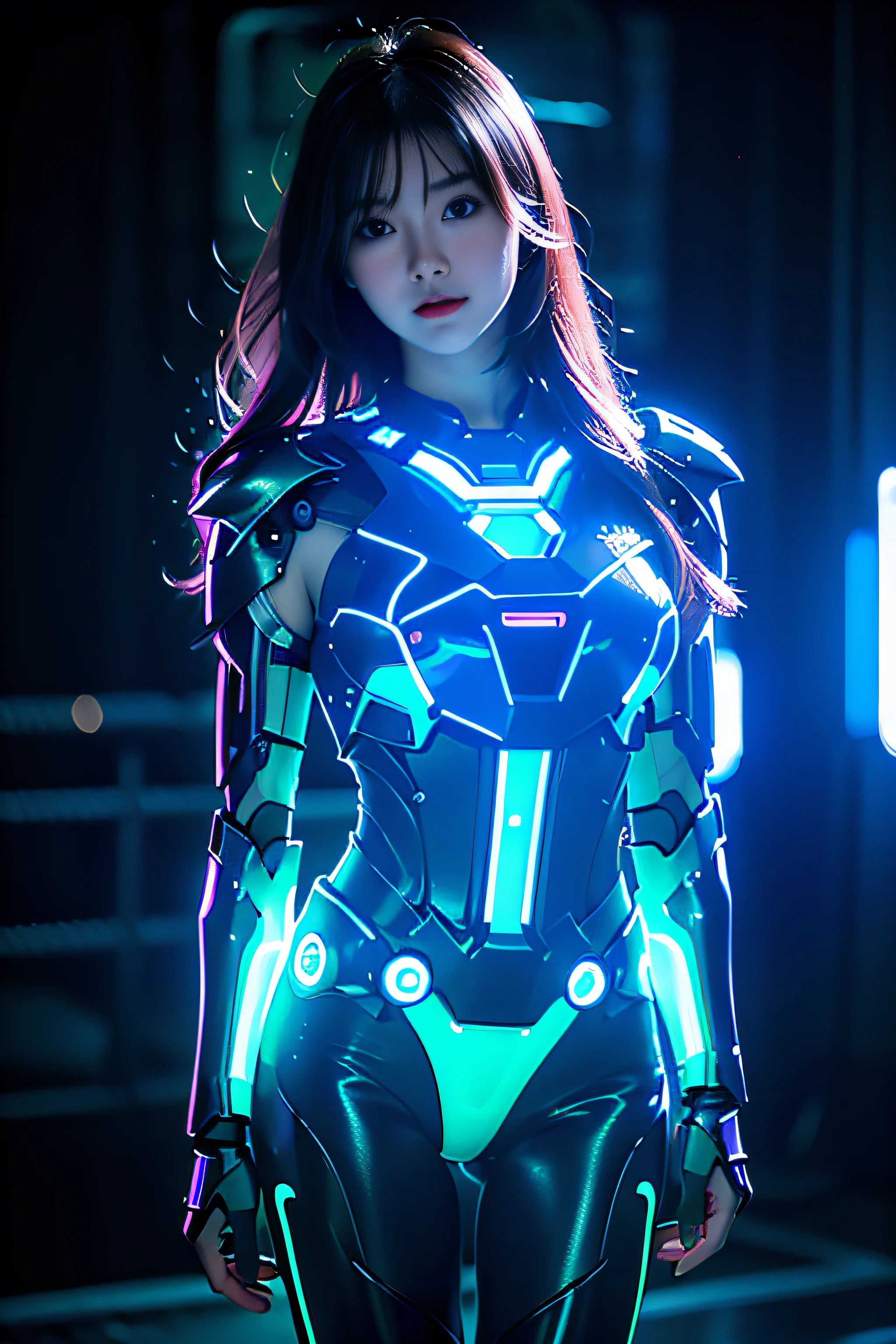 masterpiece, best quality,
1girl,ives girl,Mecha,beautiful lighting,(Neon Light:1.2),(Night:1.5),