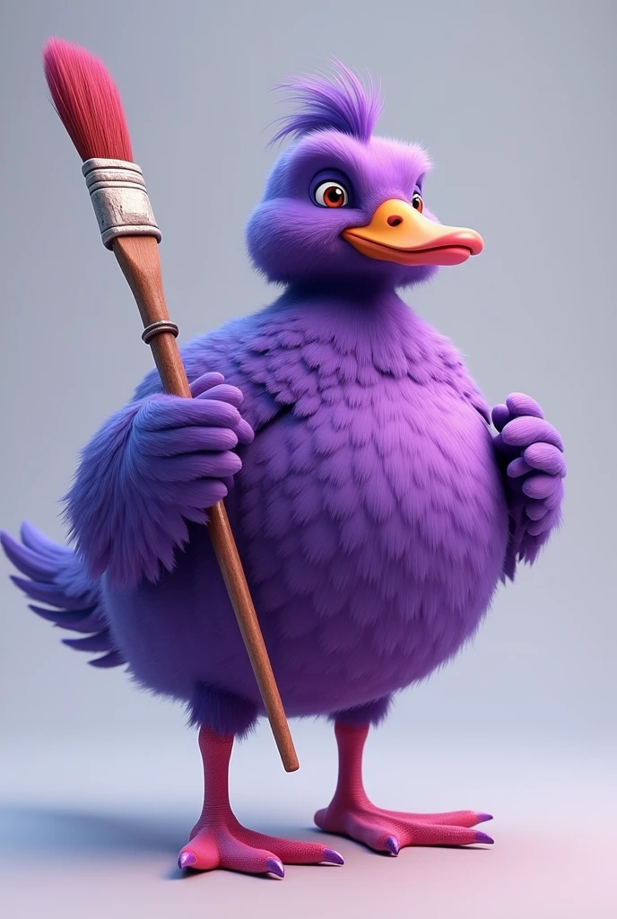 Purple helicopter shooting machine gun at broken tank, battlefield background, dead soldiers on the floor, cool duck with hairstyle of donald trump standing on ground pointing finger forward
