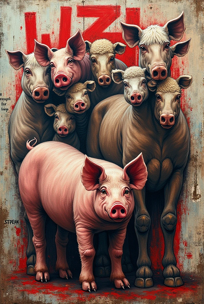 generates images of a simple throw-up type graffiti of " Animal Farm"