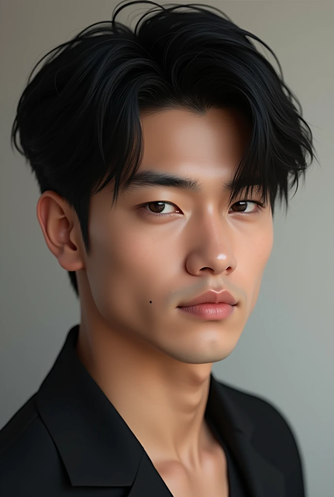 , skin fair, Black Straight Hair, handsome man