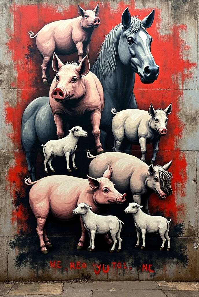 generates images of a simple throw-up type graffiti of " Animal Farm"