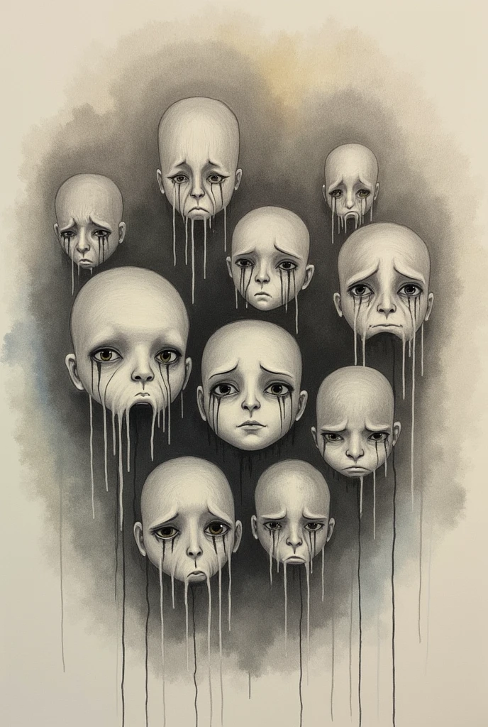 sad faces drawing