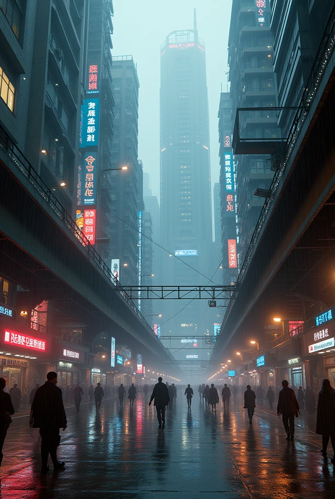 Photographic grade,Movie quality,Game CG wallpaper,A Hong Kong Cyber City in the Rain