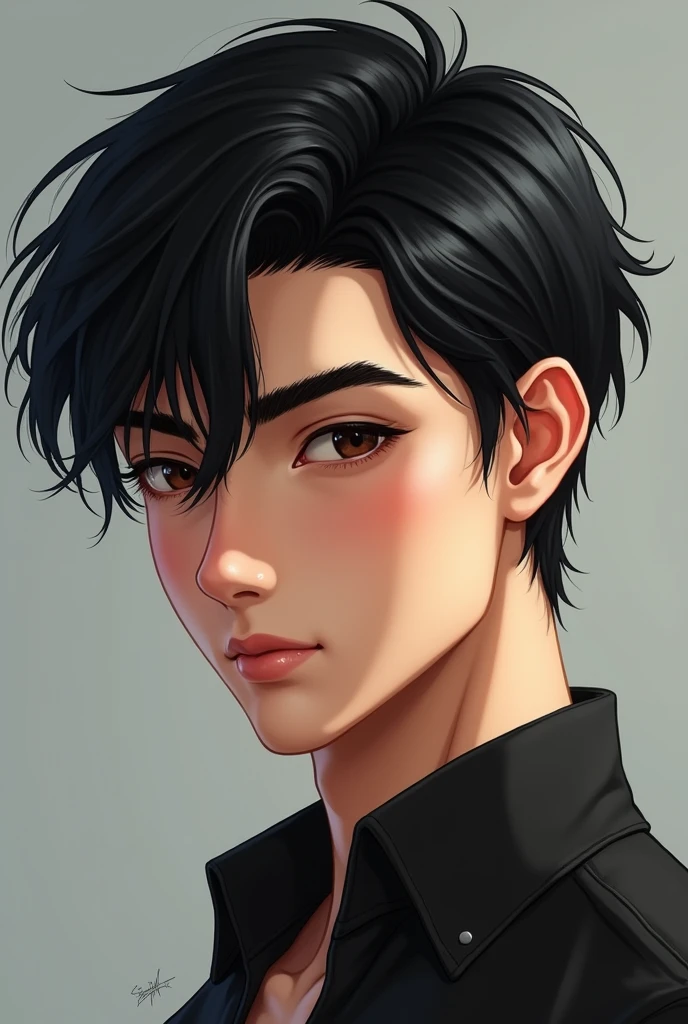 teenager, skin fair, Black Straight Hair, handsome man