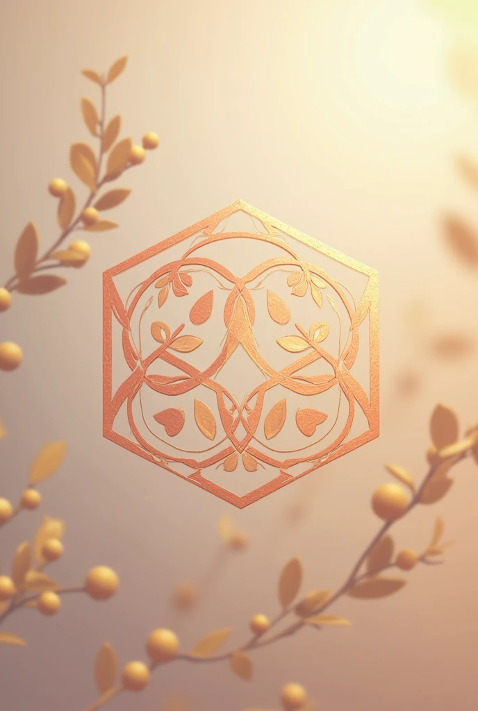 Corporate logo, add name: Equilibrium Constant Counselling, soft lighting, two hexagons, intricate details, warm pastel colors, olive branches