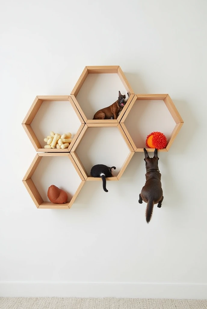 Hexagon modular pet toy organizer wall mounted