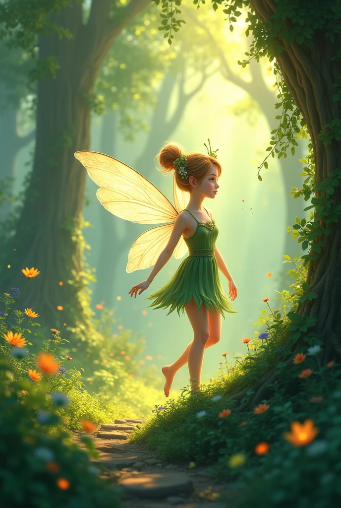 Fairy in the magical forest in anime