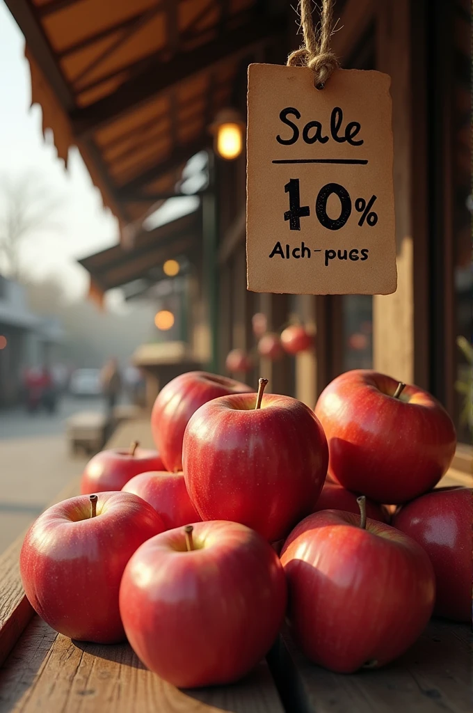 - The image should include a price tag showing a discount on the apples.