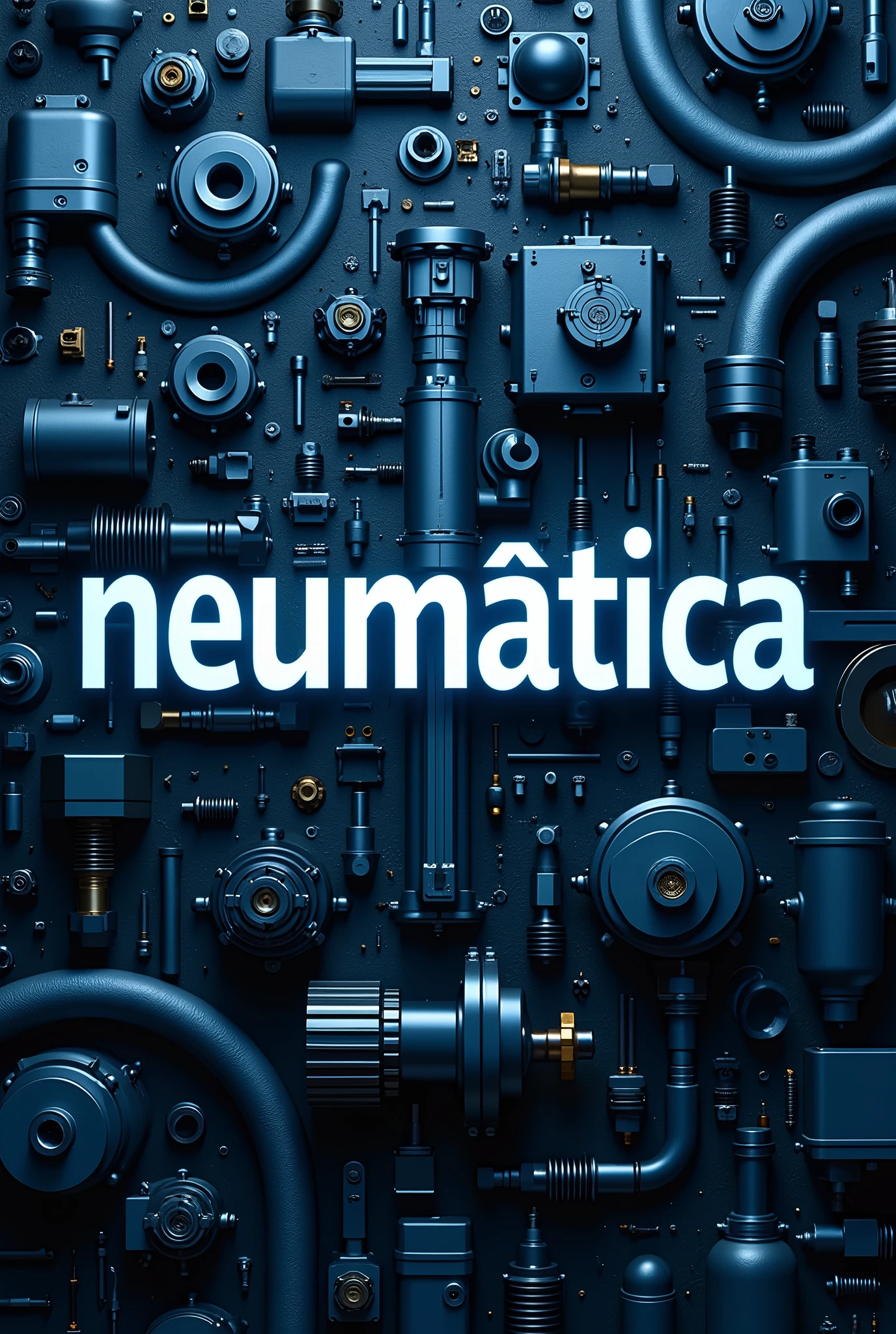 Create a cover of the Neumatica subject that says "PNEUMATICS" in the center in Spanish

