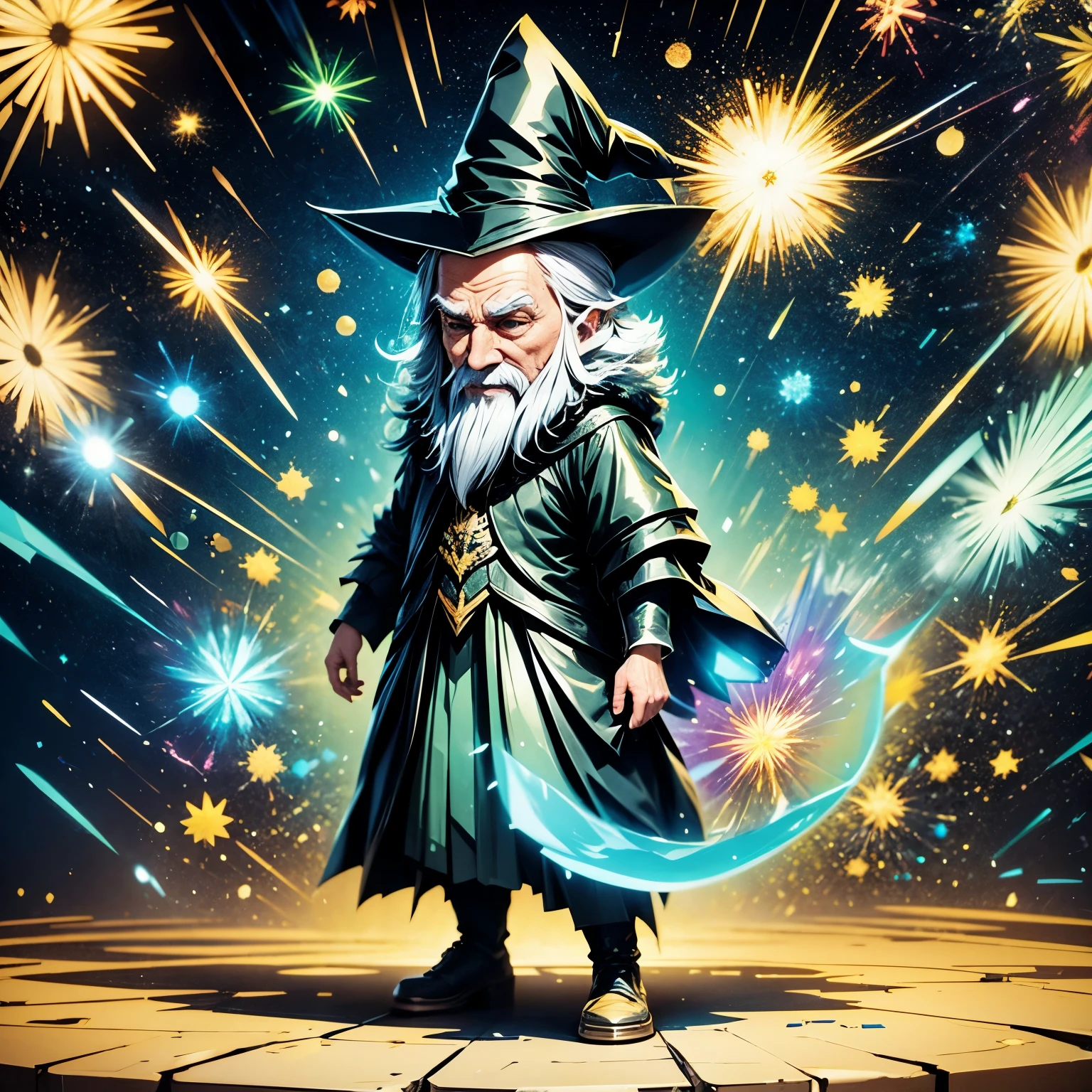 PROFESSIONAL VIDEO OF AN OLD WIZARD WEARING BLACK CLOTHES AND A POINTED HAT MANIPULATING A GREENISH COLOR ENERGY PLASMA BALL, faded film, desaturated, 35mm photo, grainy, vignette, vintage, Kodachrome, Lomography, stained, highly detailed, found footage" 4K, UHD
