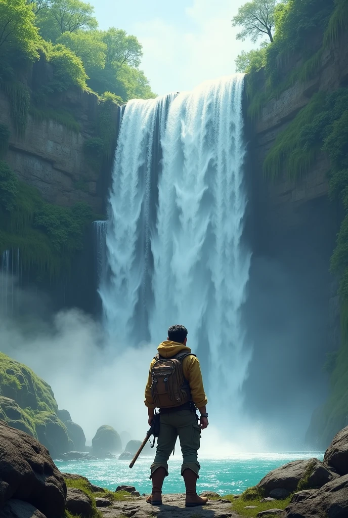 Generate an picture of an waterfall and mention “explorer zain” prominently in the centre
There should be no any other thing