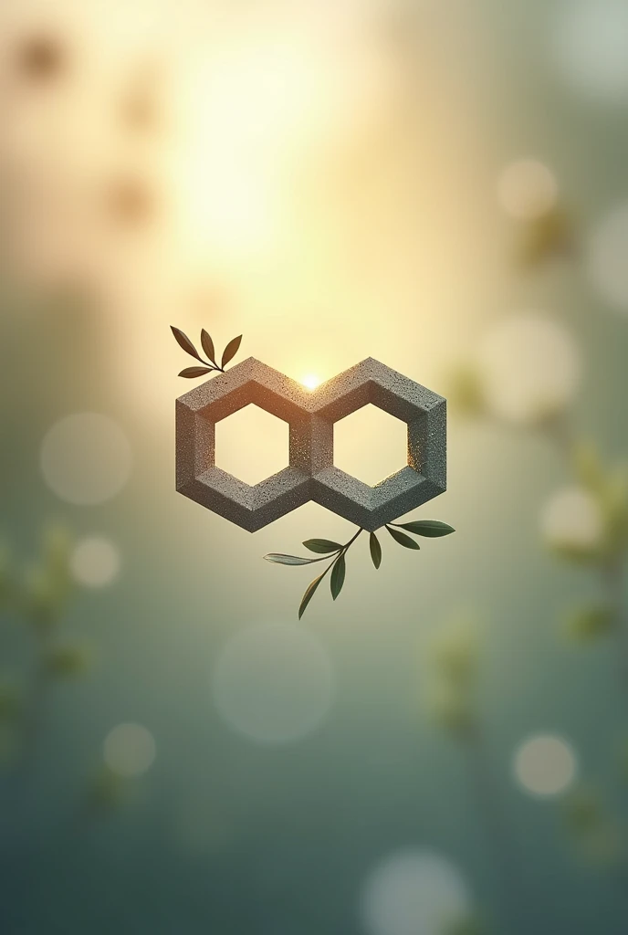 Corporate logo, name: Equilibrium Constant Counselling, soft lighting, two hexagons, intricate details, pastel colors, olive branches