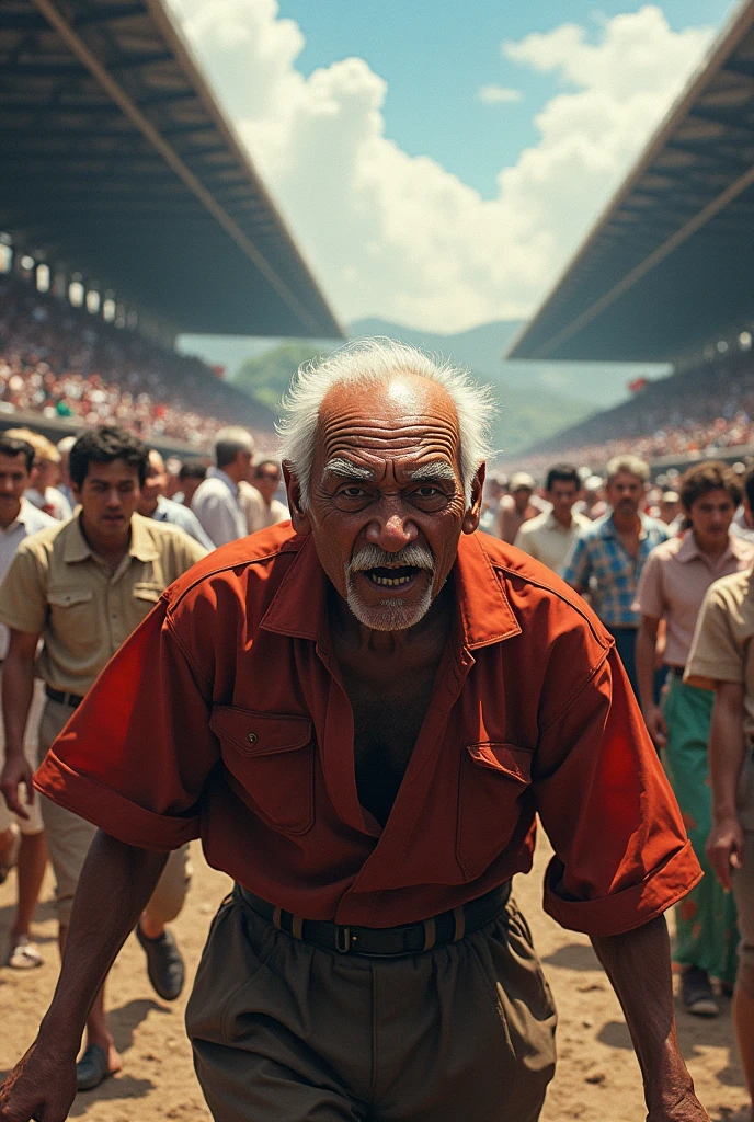 racecourse, old man, furious, a lots of people, japanese