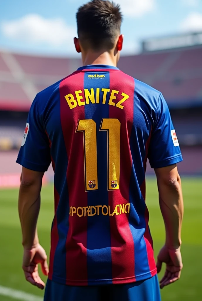 Barcelona Spain jersey with number 11 and BENITEZ as name 
