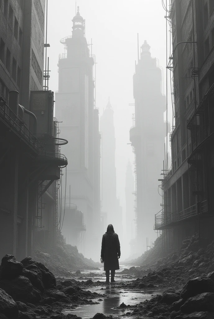 A reality in grey drawing

