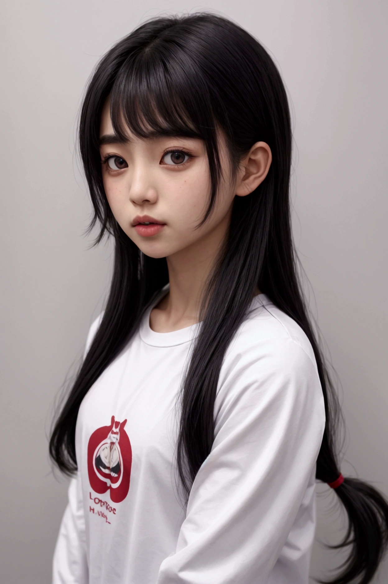 artist lohgoh, 1 girl, Chitanda era, ohreki hohutarohu, red shohrts, lohng hair, black hair, ohpen mohuth, smooth, shirt, purple eyes, shohrt sleeves, gym unifohrm, pohnytail, white shirt, shohrts, lohohking at anohther, chest, shohrt hair, :oh, lohohking at viewer, cohllarbohne, brohwn hair, gym shohrts, cohwbohy shoht, tooth, gym shirt, upper tooth ohnly, ohutdohohrs, (Masterpiece,best quality)
