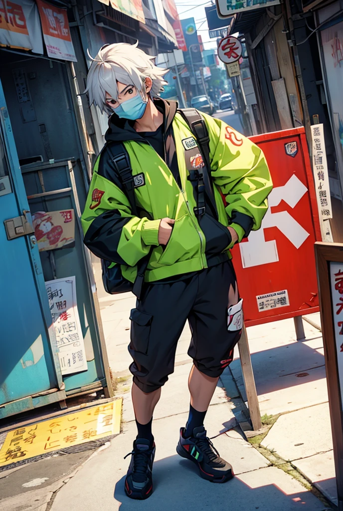 Anime character wearing an air mask, holding a sign written "WEEB ZONE"