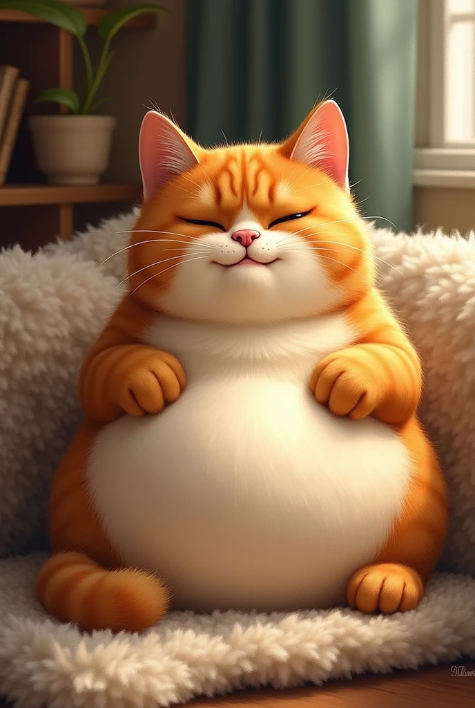 The cat ate a lot so it was very fat.