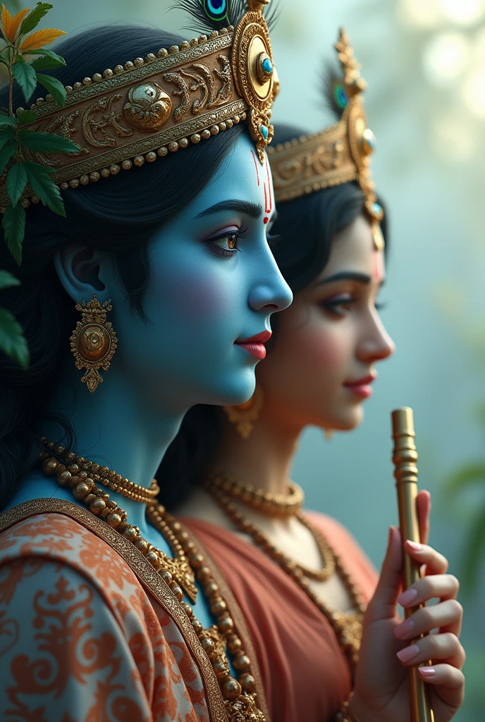 Krishna showing respect to radha 1080p image