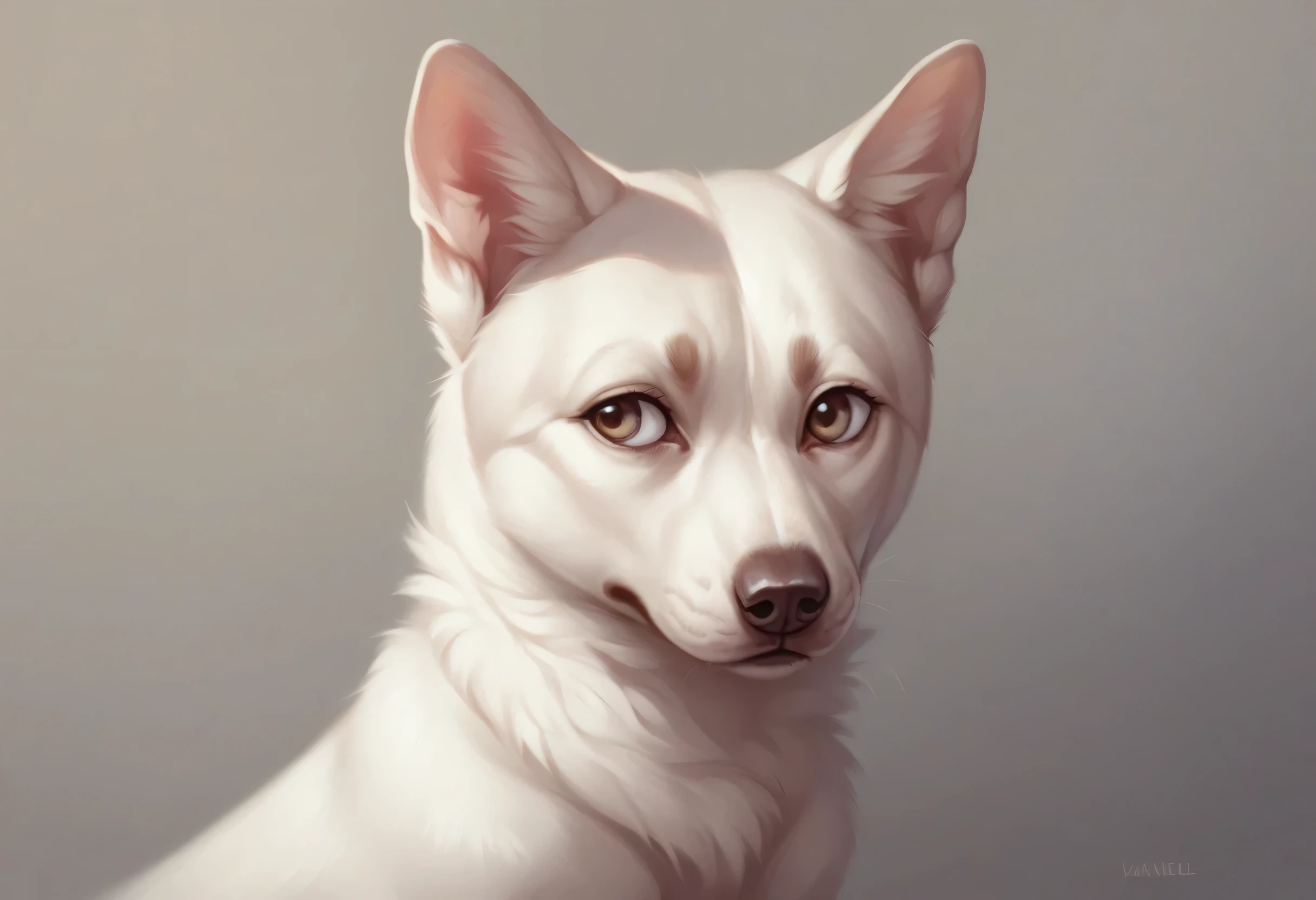 A small white dog sits on a black table。, Pastel drawing by Emma Andievskaya, pexels, Photorealism, A small white dog beside her, Small dogs, Small portrait, wonderful, Looking away from the camera, havanese dog, Look away proudly, Look straight into the camera, Looking away from the camera