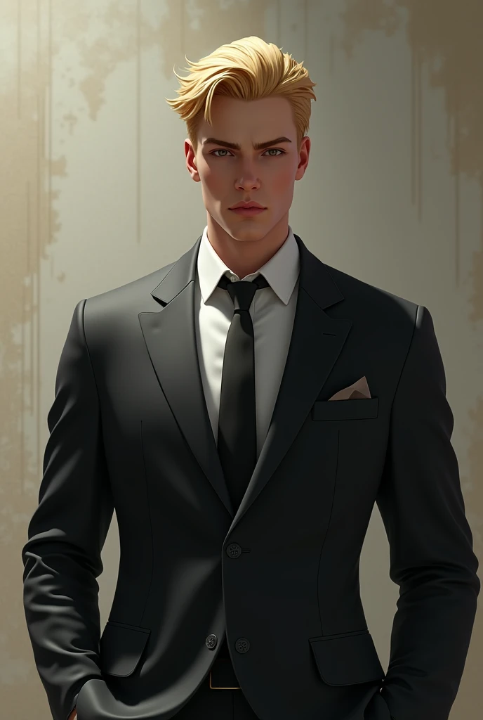 (photorealism:1.2), Bill Chiper in his human form from the fanarts, blond hair, tall handsome, suit dress 
