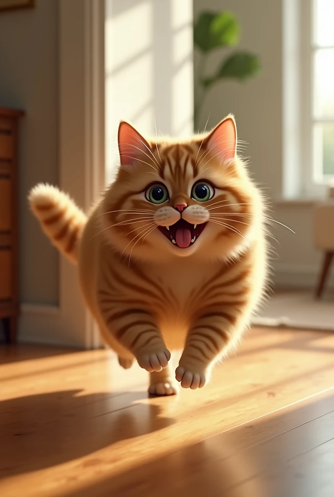 Fat cat running