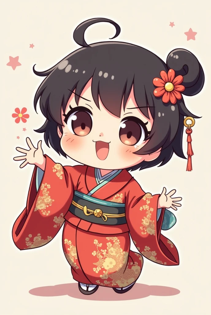 cute、kimono、Chibi Character、anime