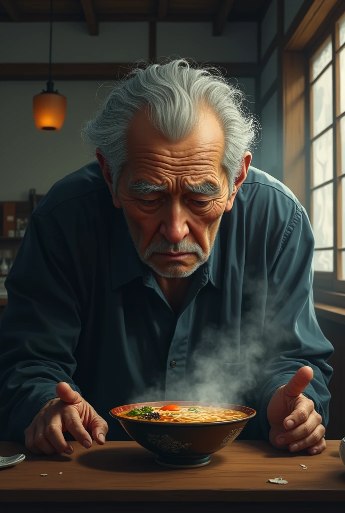 old man, japanese, sad, Moment of Despair, izakaya, ramen