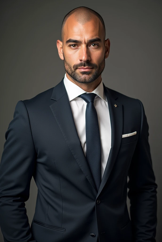 A man, high, good white body, not light blond, light eyes, about 39, shaved off, with resemblance to serkan botat and that he is wearing a suit