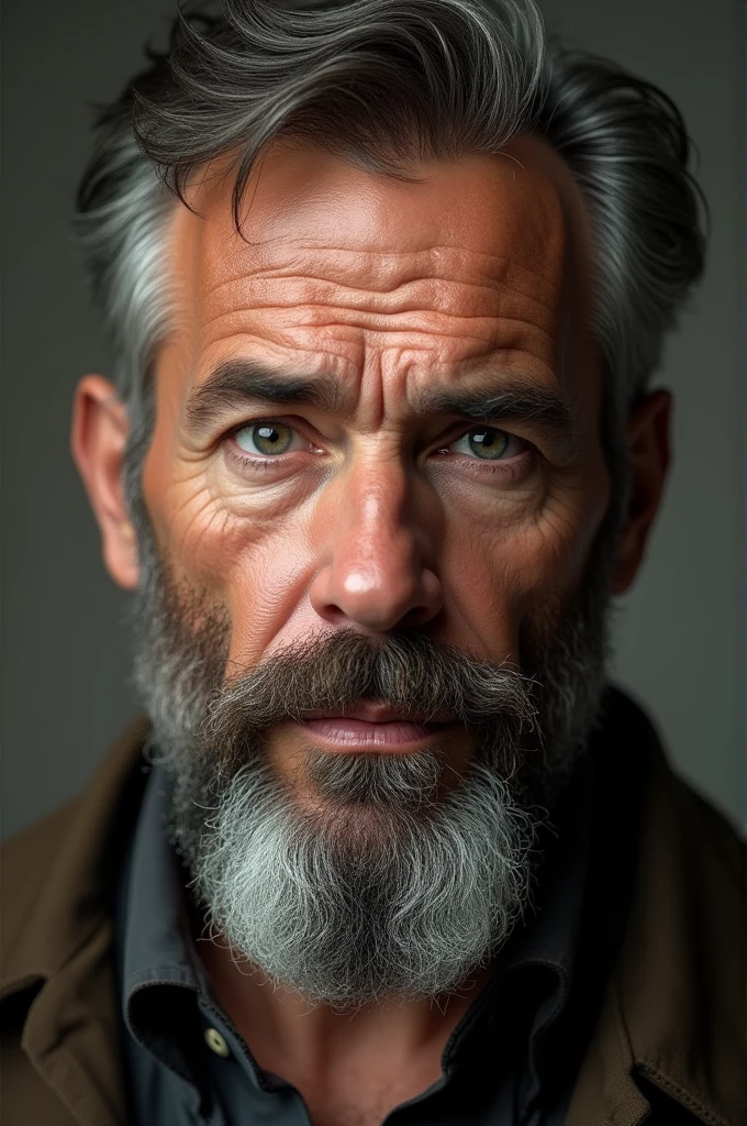 a middle-aged man, detailed beard, large eyes, thick lips, photorealistic, cinematic lighting, warm color tones, depth of field, 8k, highly detailed, masterpiece, hyperrealistic, intricate details, realistic skin textures, sharp focus, studio lighting, physically-based rendering
