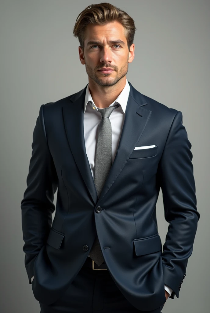 A man, high, good white body, not light blond, light eyes, of about 32, with resemblance to serkan botat and that he is wearing a suit